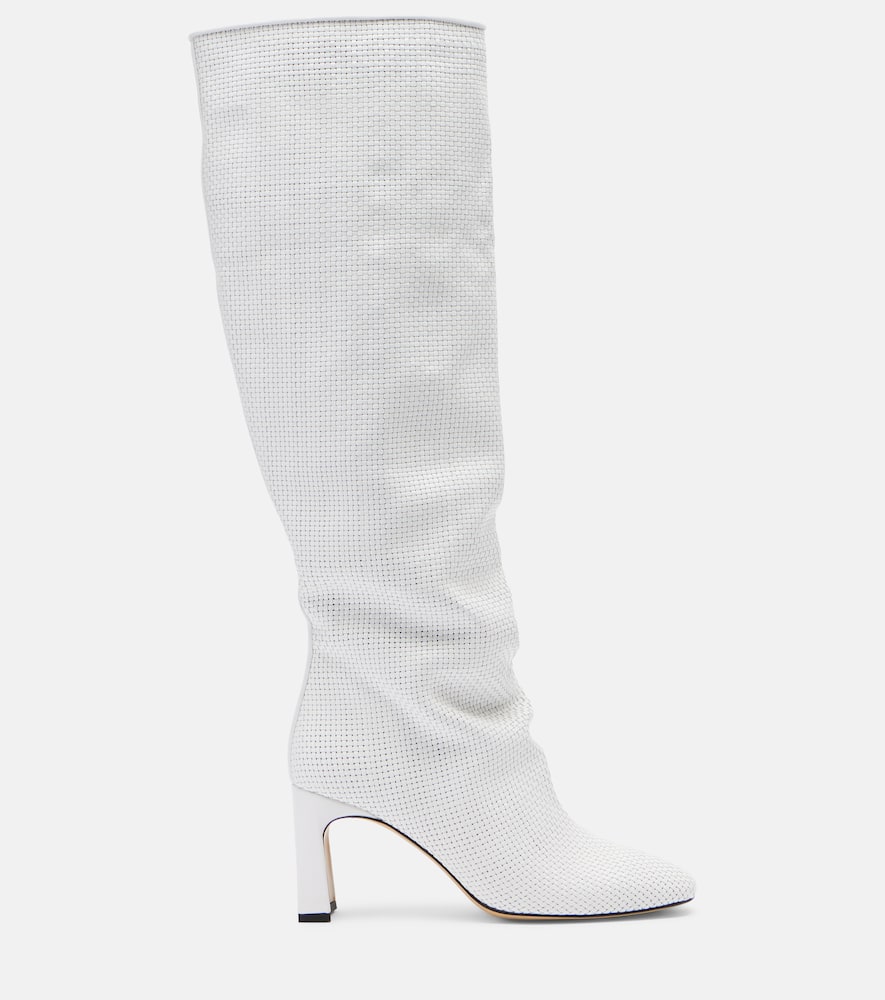 Roberta woven leather knee-high boots