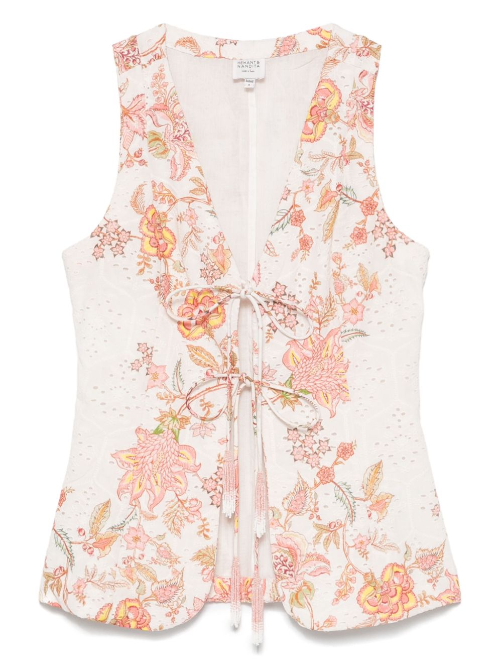 Hemant And Nandita printed waistcoat - White