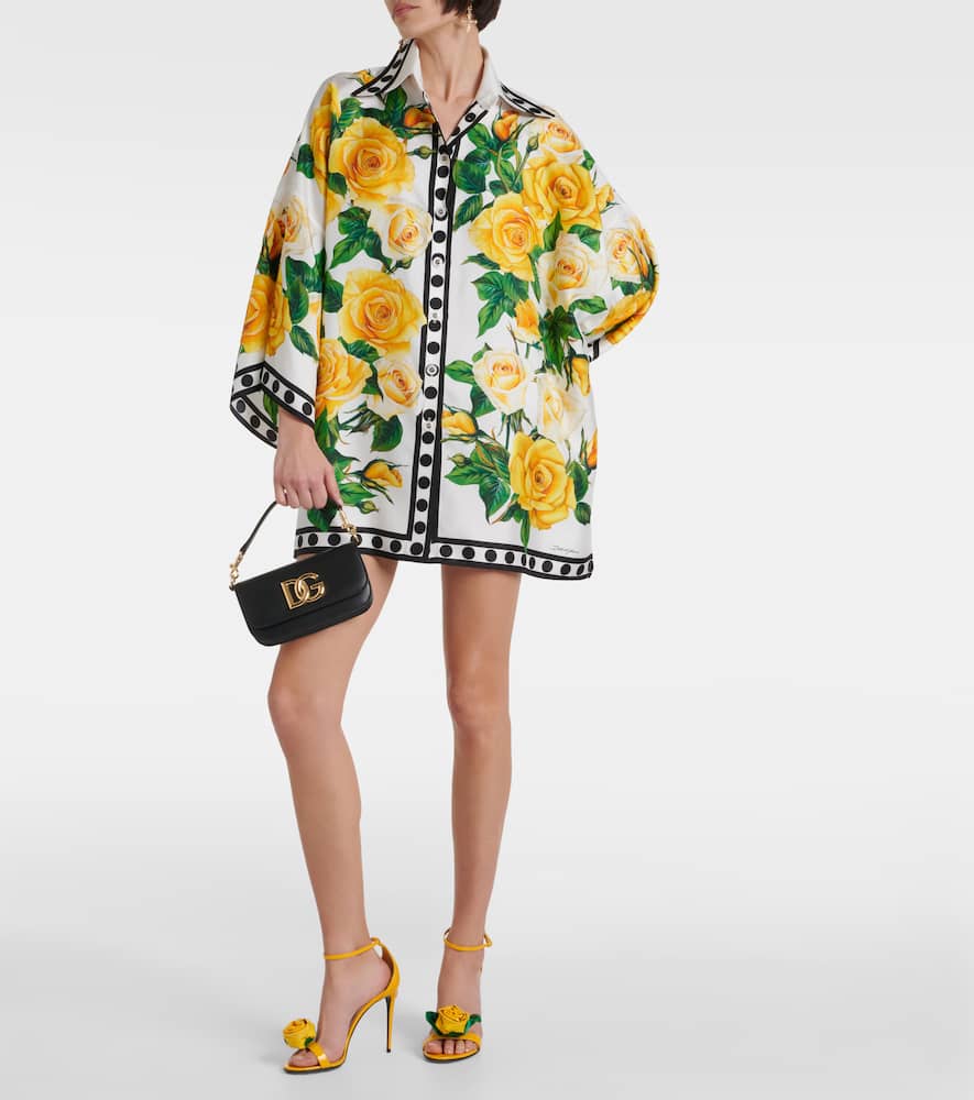 Oversized floral silk shirt