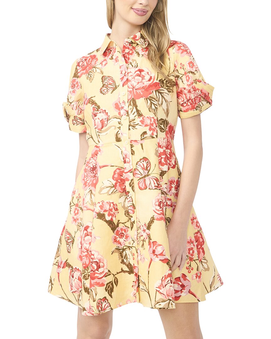 Stina Twist Sleeve Flared Linen Mini Dress
