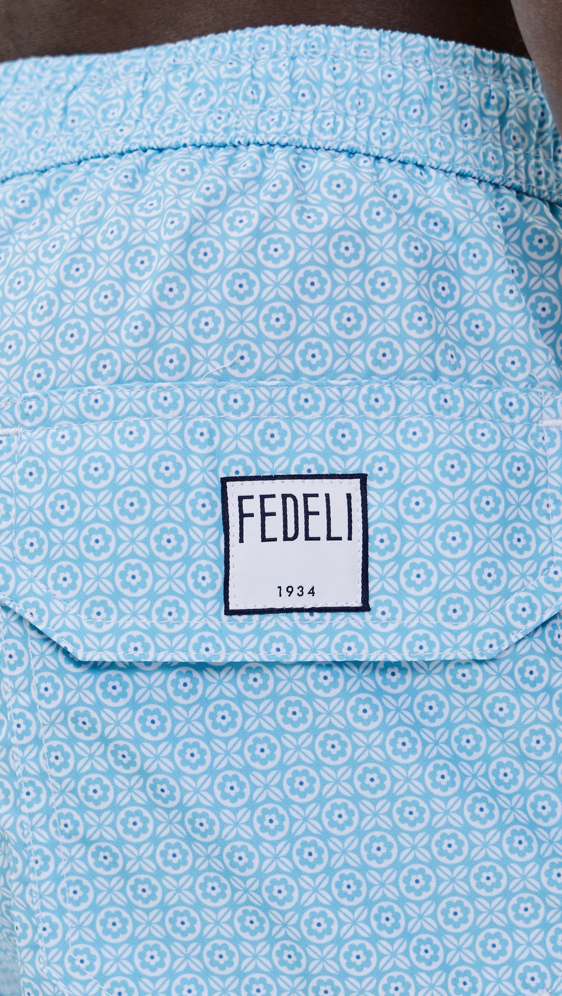Madeira Swim Trunks 5 Teal Circular Print