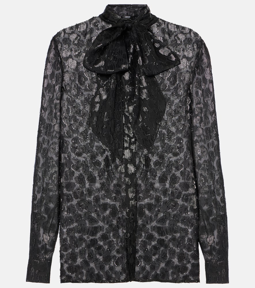 Jacquard satin blouse