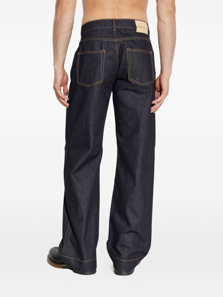 Navy Blue Wide Leg Jeans