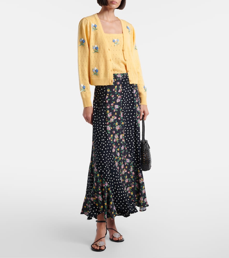 Merinda embroidered pointelle wool cardigan