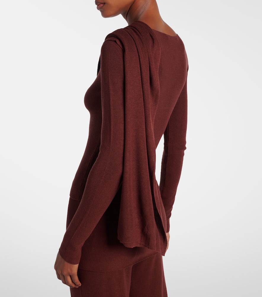 Draped silk-blend top