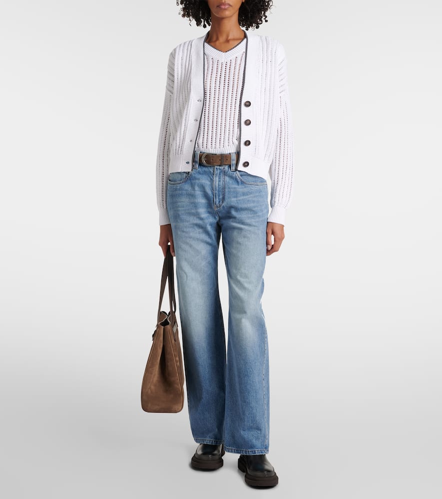 Ribbed-knit cotton cardigan