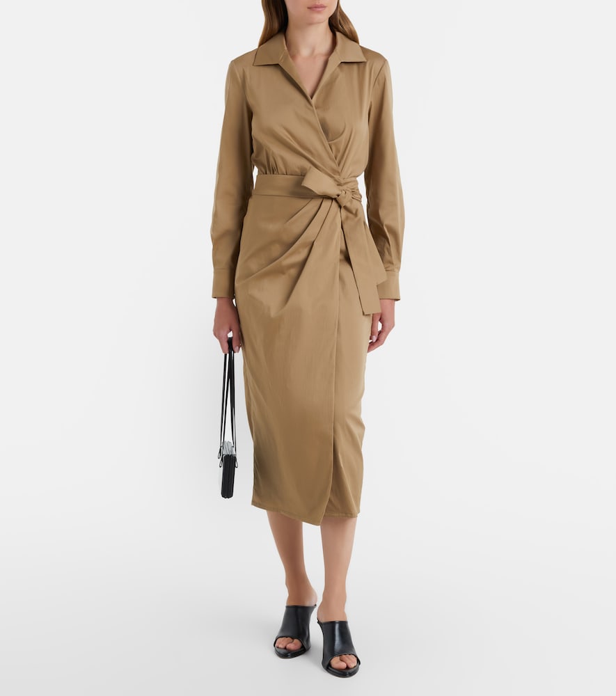 Beta cotton-blend satin wrap dress