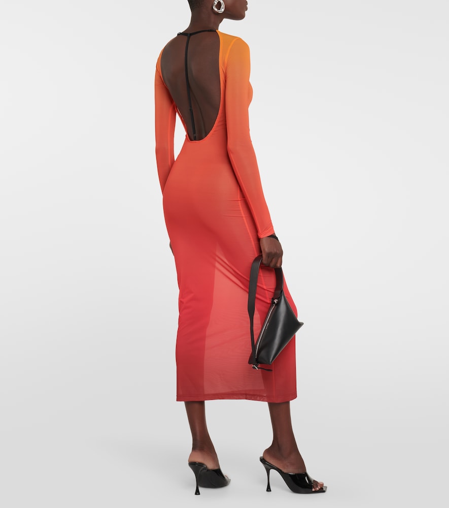 Gradient semi-sheer midi dress