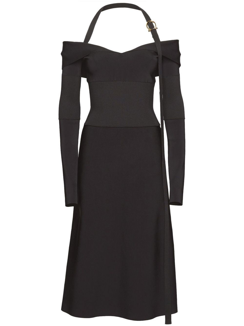 Off-shoulder midi dress - Black