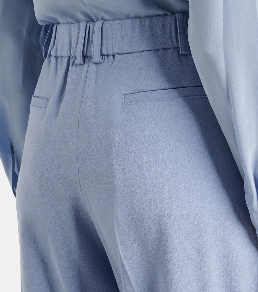 Bucklel wool crêpe wide-leg pants