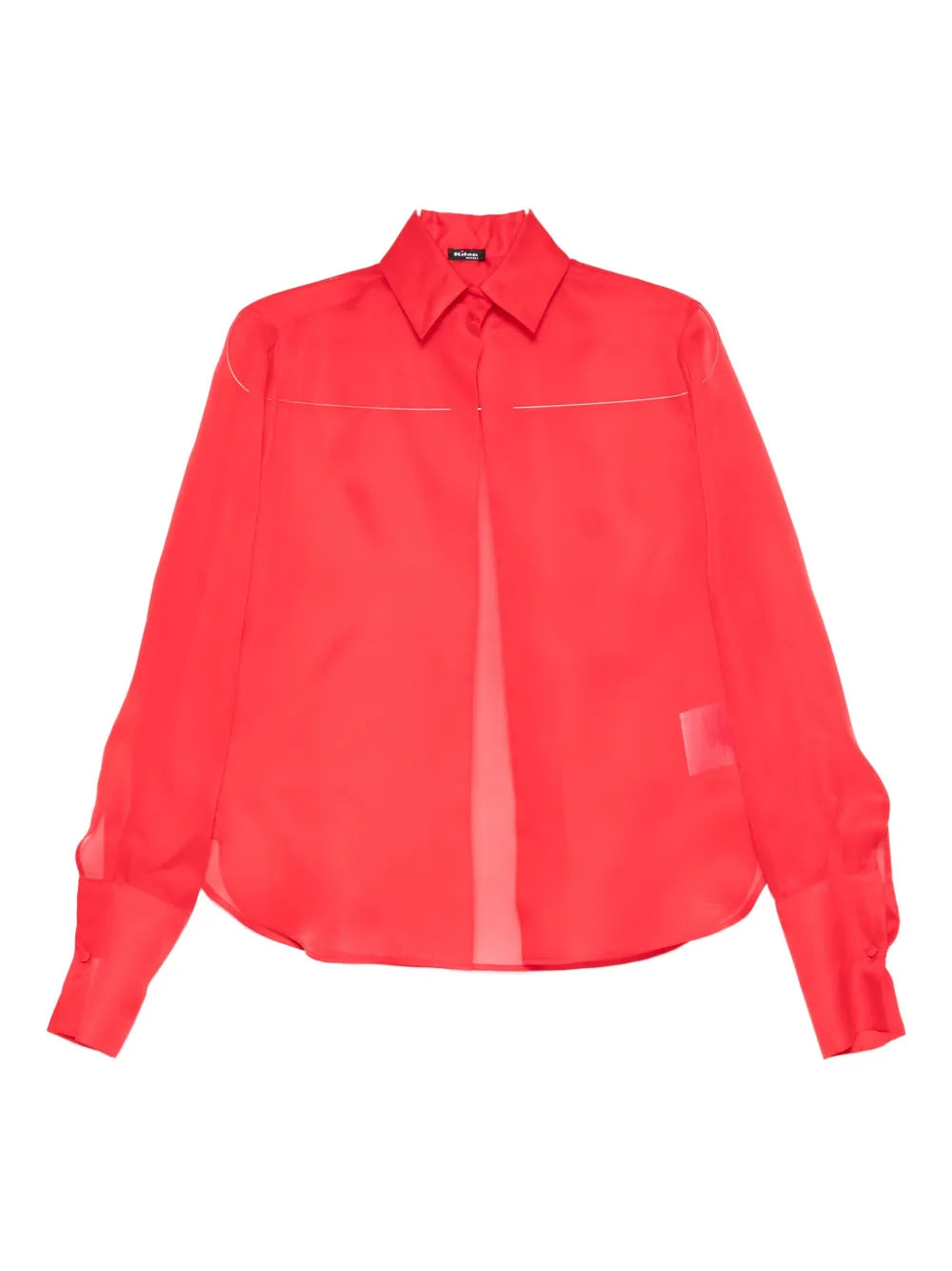 Sheer Panelled Shirt — Red