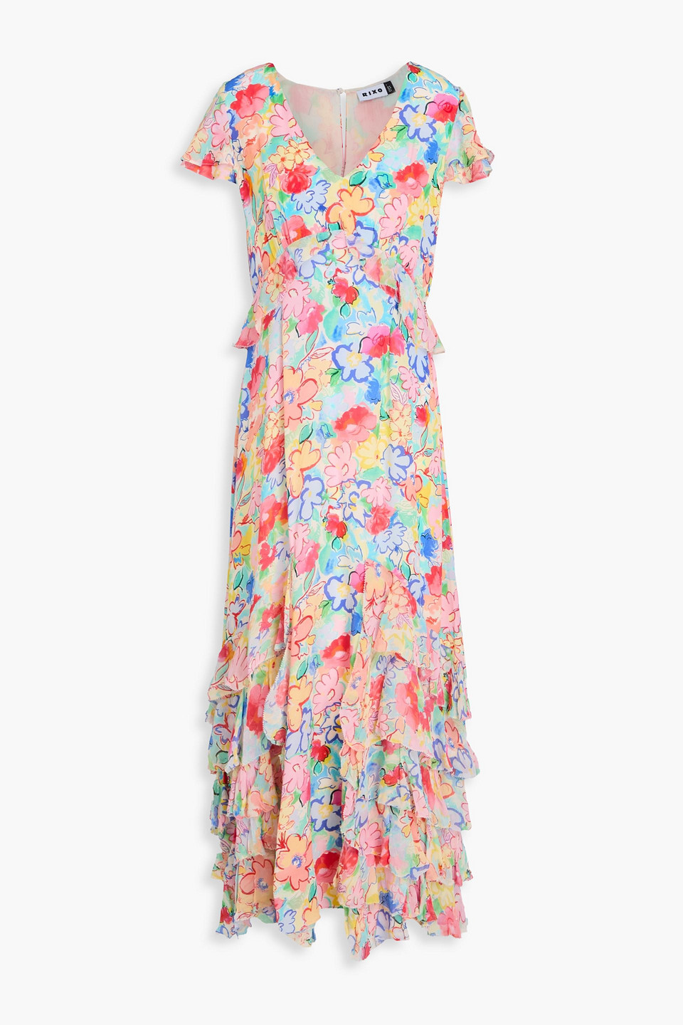 Thanvi ruffled floral-print silk-chiffon maxi dress - Multicolor - UK 8