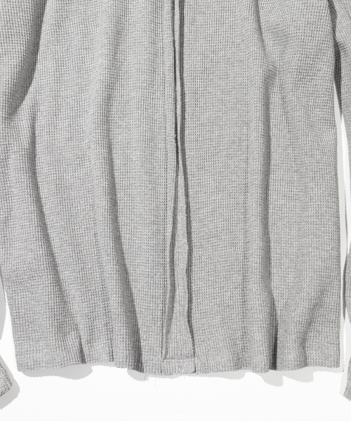 Waffle Cut Divide Boat Neck Long Sleeve MSSLS002-GY