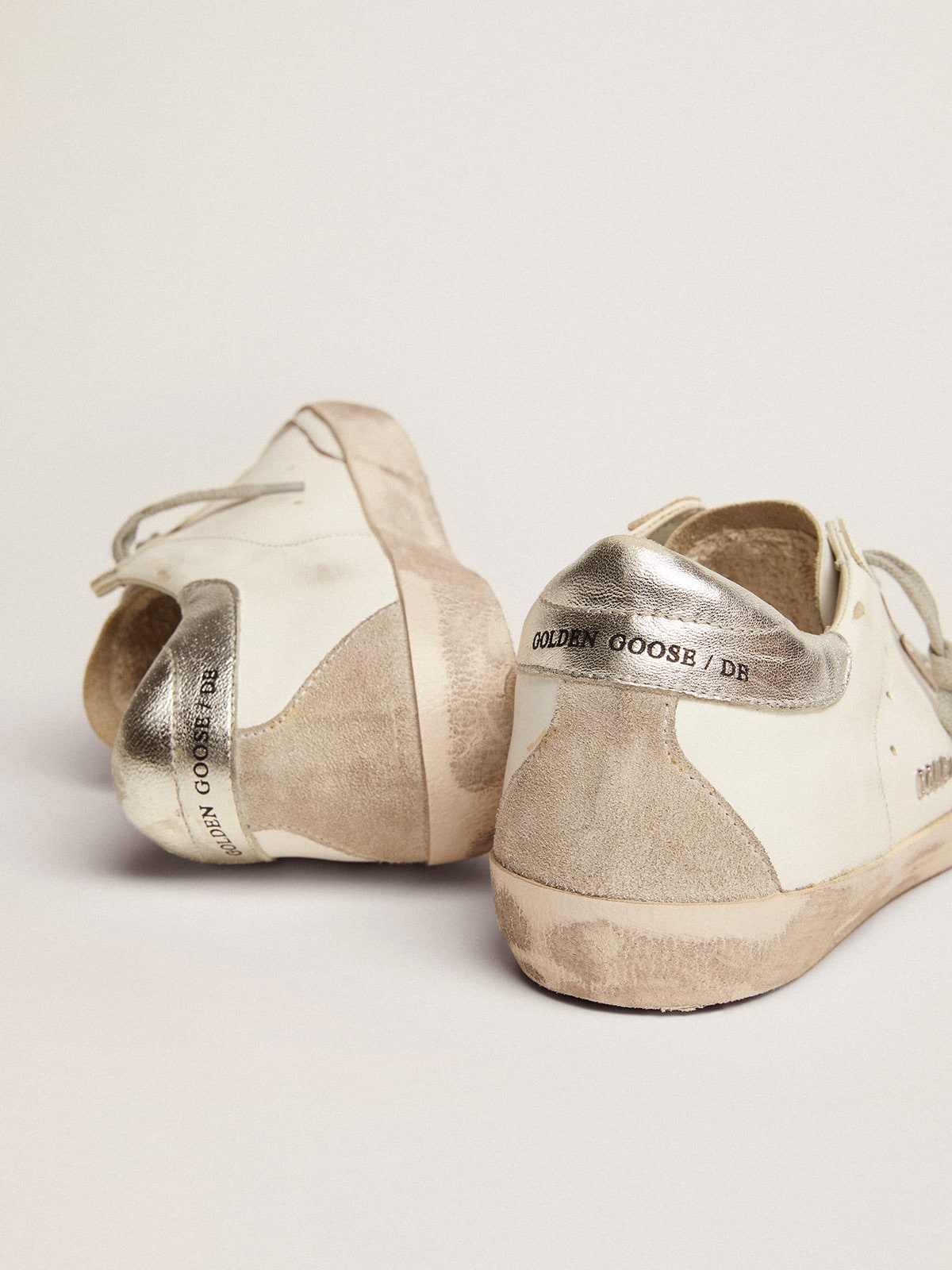 Golden Goose - Women's Super-star With Silver Heel Tab And Metal Stud Lettering, Woman