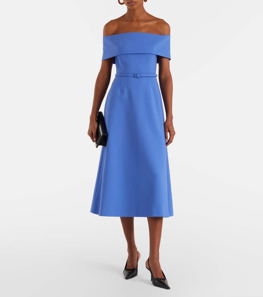 Belted wool-blend midi dress