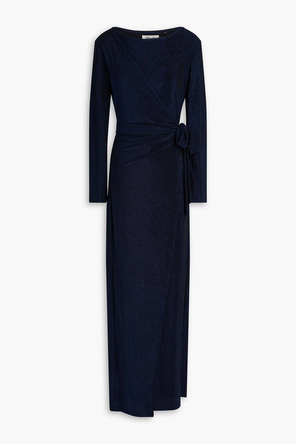 Simona wrap-effect metallic jersey maxi dress - Blue - XXS