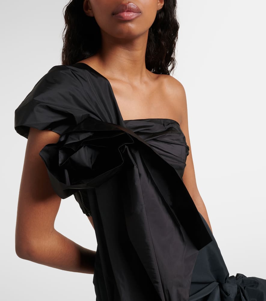 Floral-appliqué draped crop top
