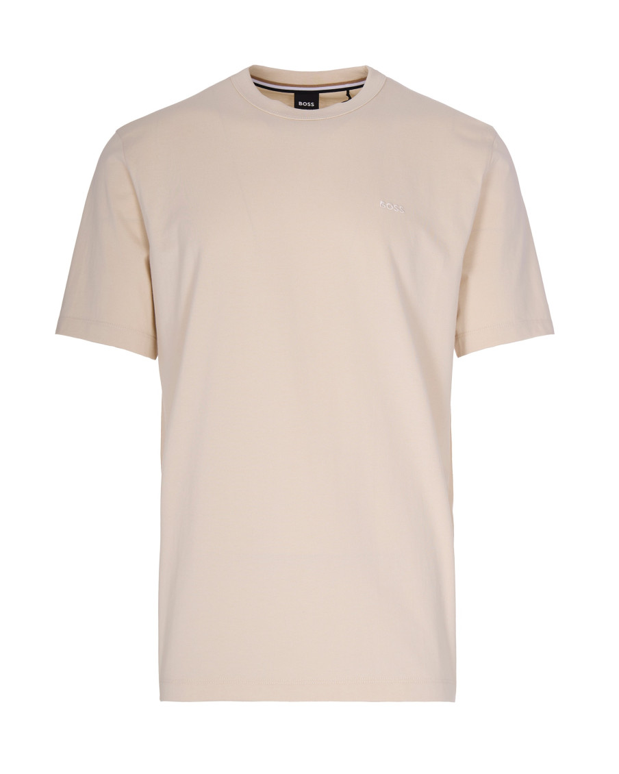 Beige Logo Crew Neck T-Shirt