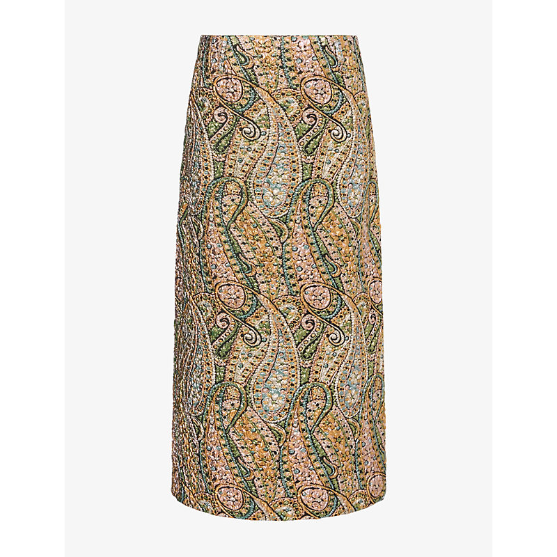 Womens Sentista Metallic Woven Maxi Skirt