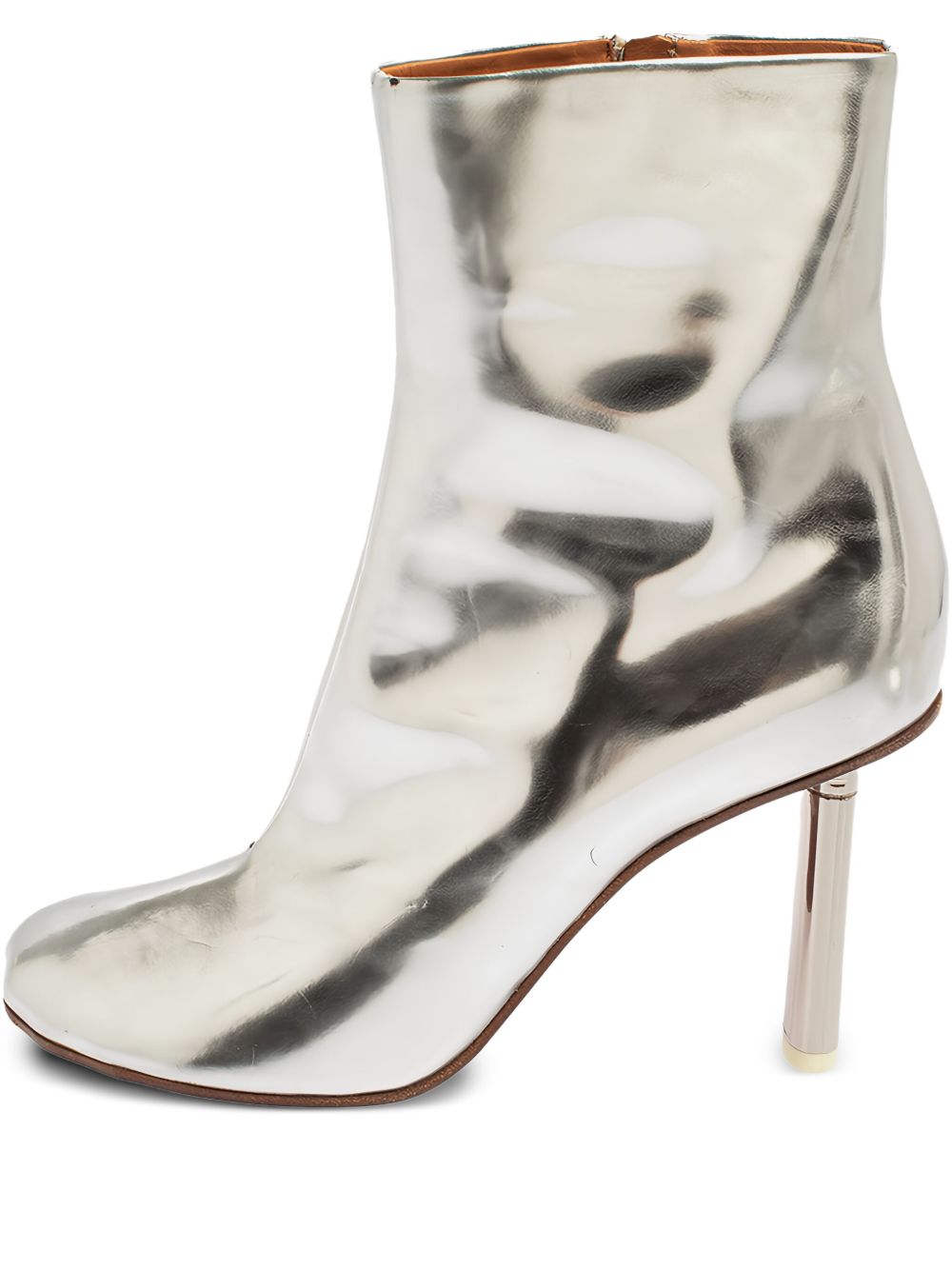 85mm metallic leather ankle boots - Silver