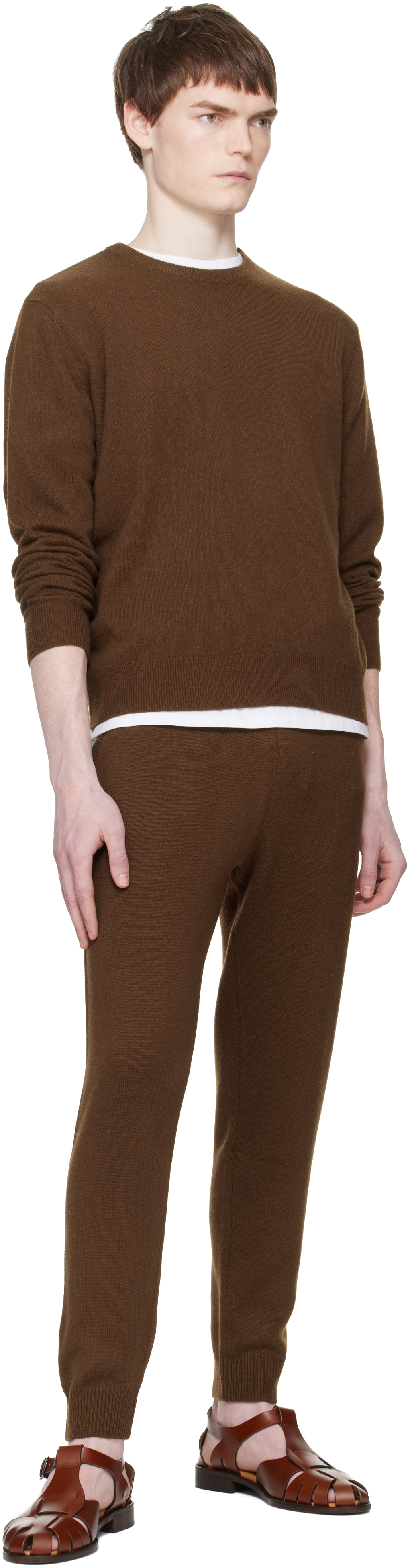 Brown Slim Knit Lounge Pants