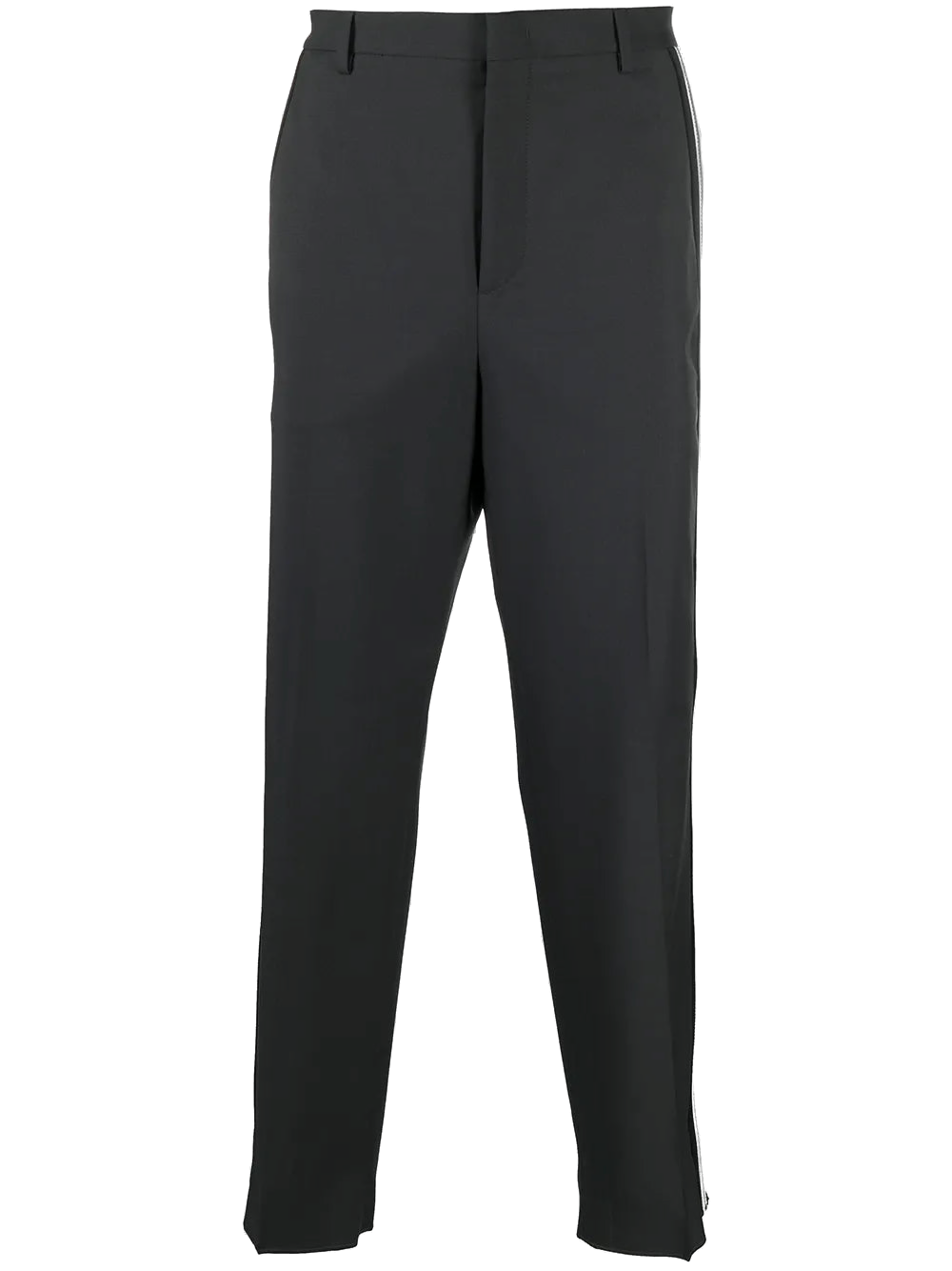 Side-Stripe Wide-Leg Tailored Trousers — Gray
