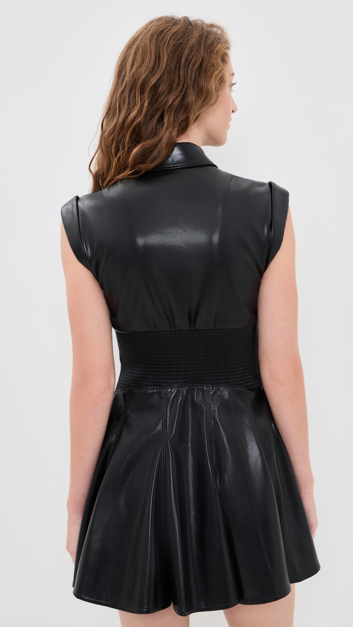 Kim Vegan Leather Corset Mini Dress Black