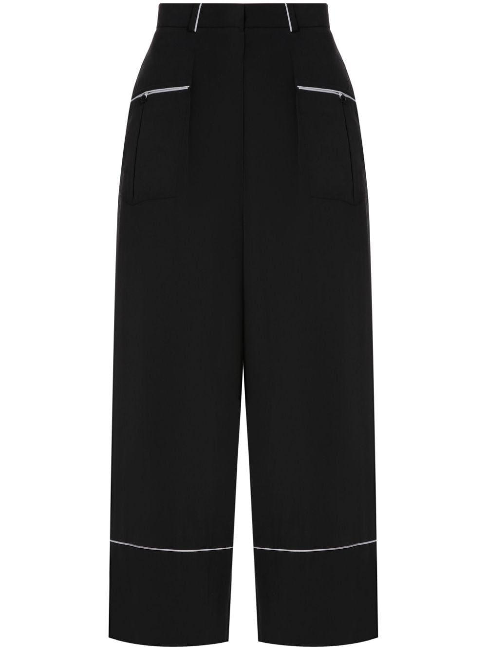 Contrast-piping pajama trousers - Black
