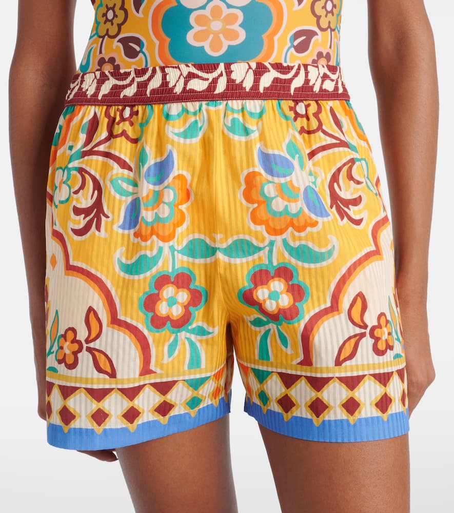 Printed cotton and silk shorts