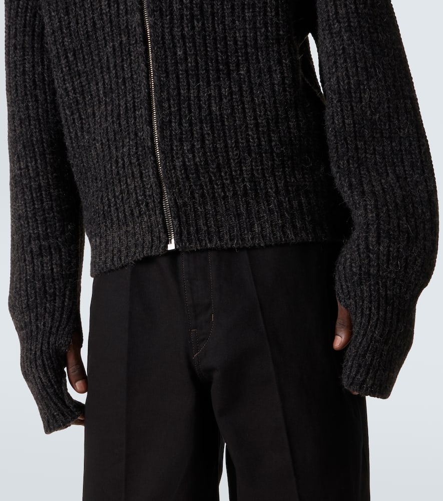 Alpaca and yak wool zip-up cardigan