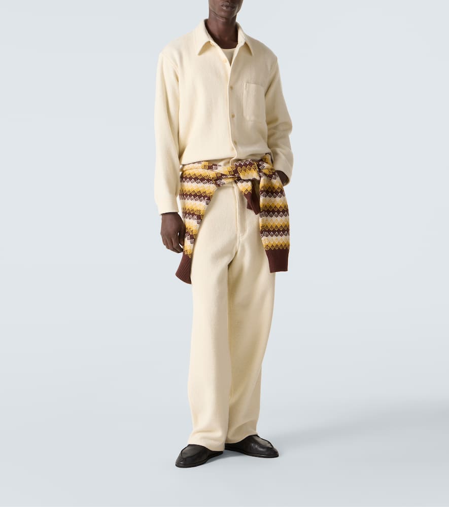 Wool tweed wide-leg pants