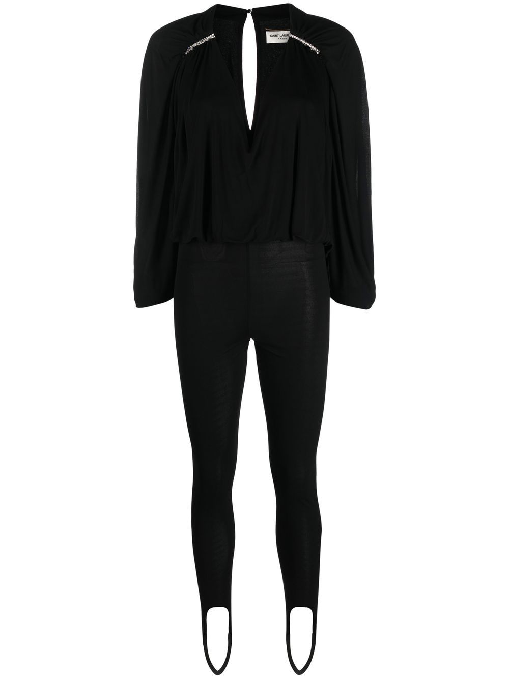 Open-sleeve embellished jumpsuit - Black