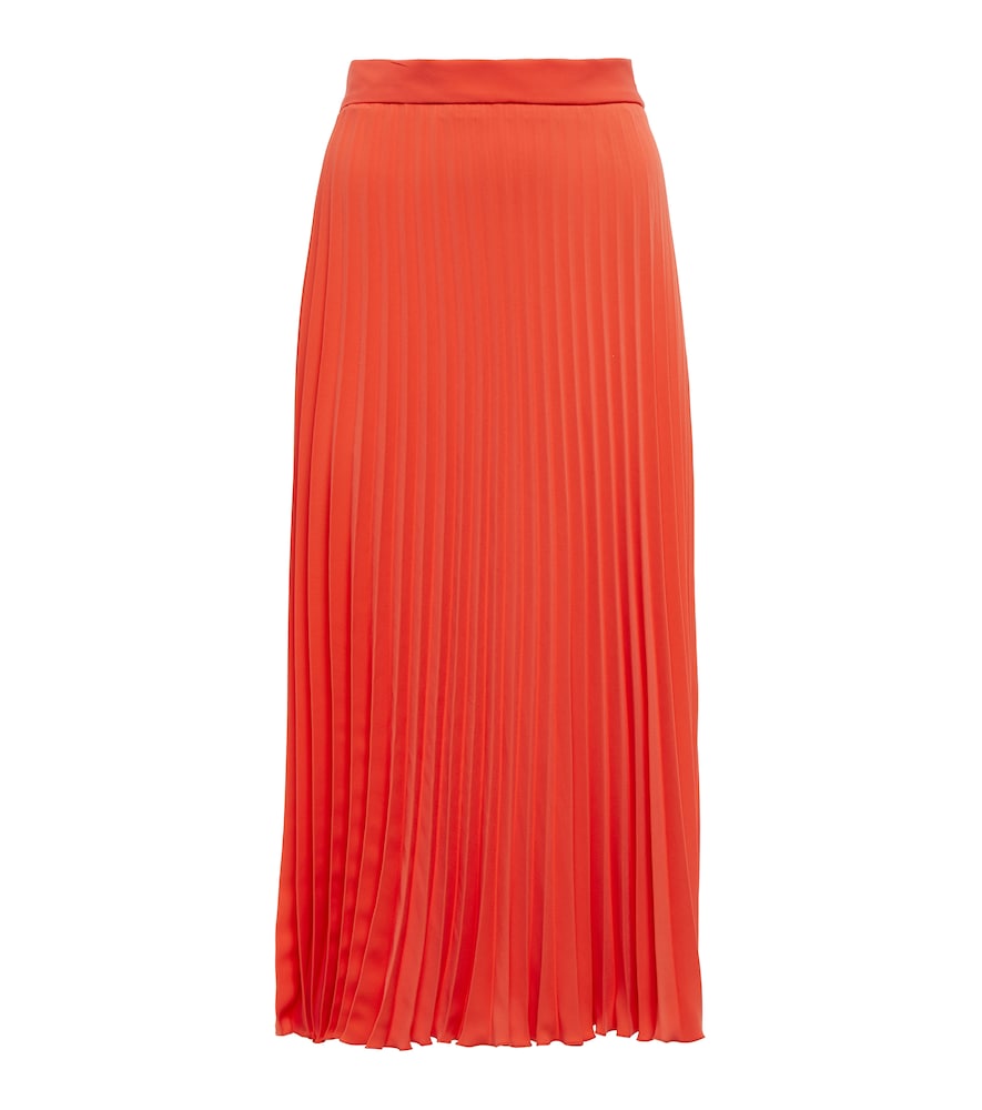 Pleated crêpe midi skirt