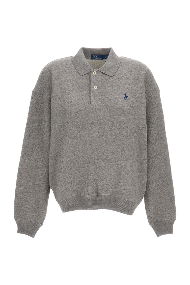 Grey logo Shirt Collar Sweatshirt