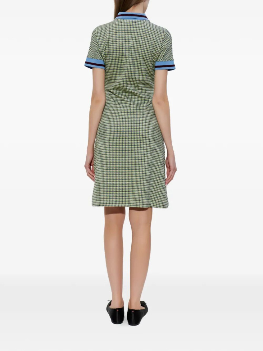 Polo-Collar Check Mini Dress
