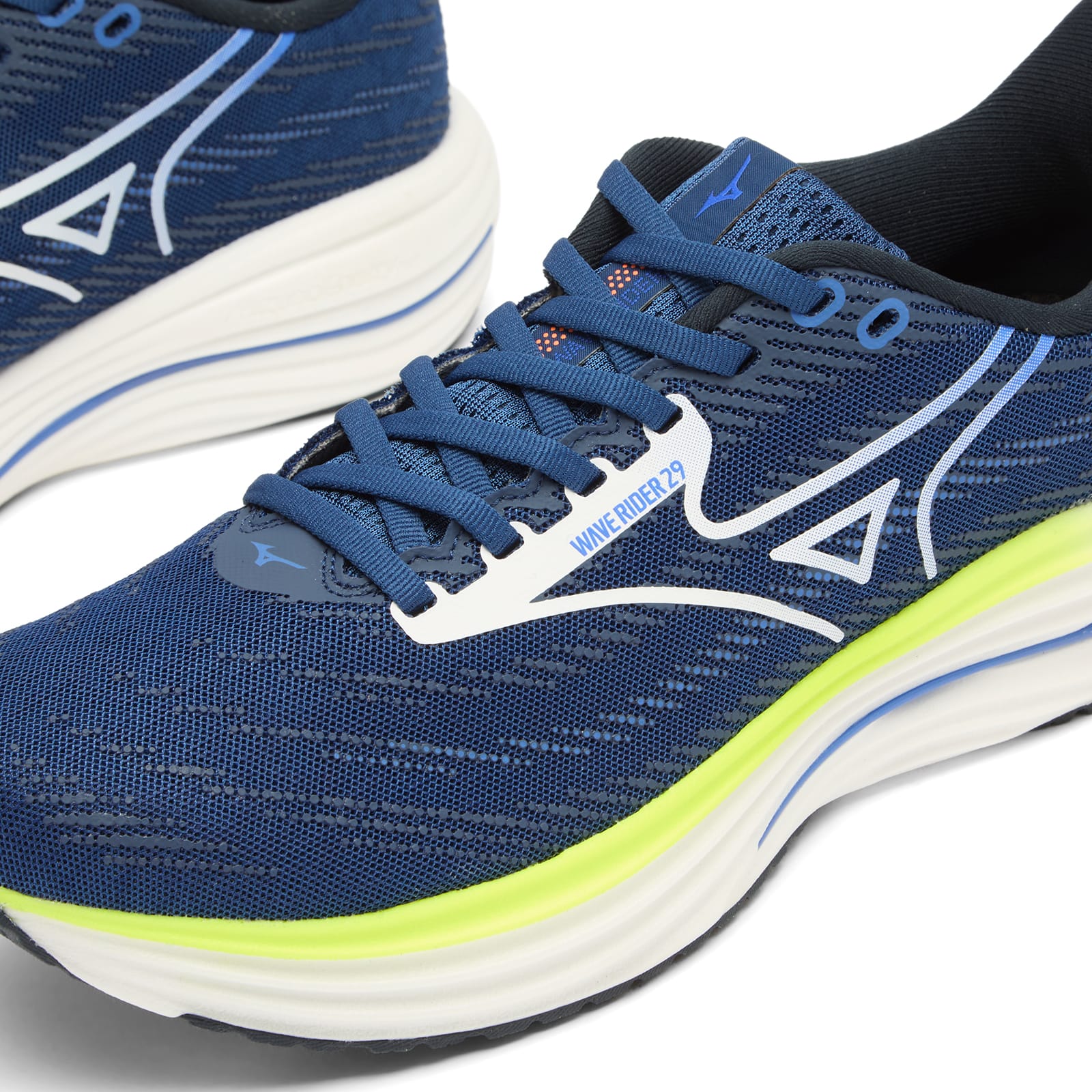 Men's Running Wave Rider 29 Sneaker in White/Estate Blue/Lightning Yellow