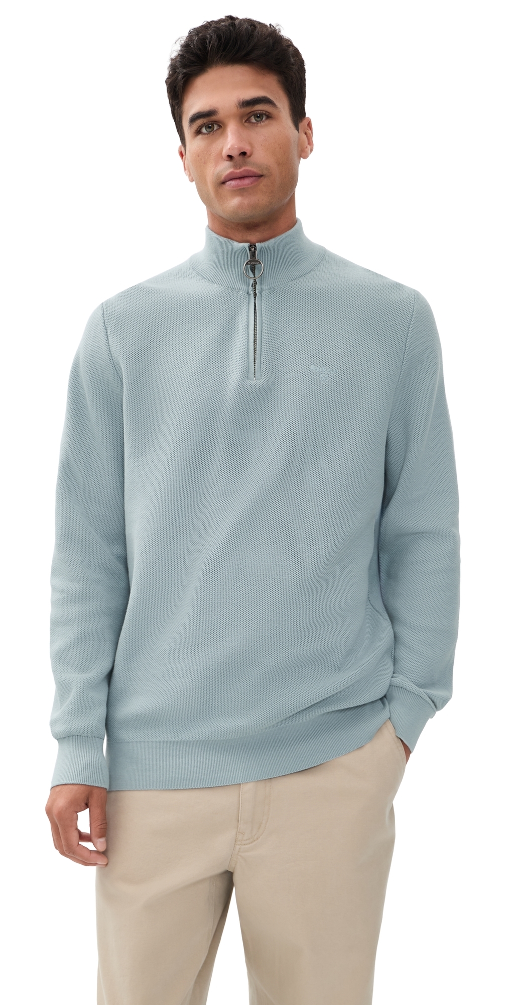 Essential Honeycomb Half Zip Sweater Slate