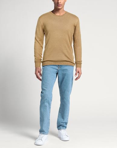 Man Sweater Camel Size 44 Cotton