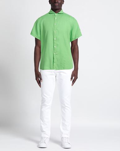 Man Shirt Lime green Size L Linen