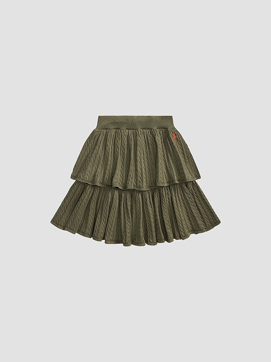 Little Girl's & Girl's Cable-Knit Tiered Skirt - Cruise Olive