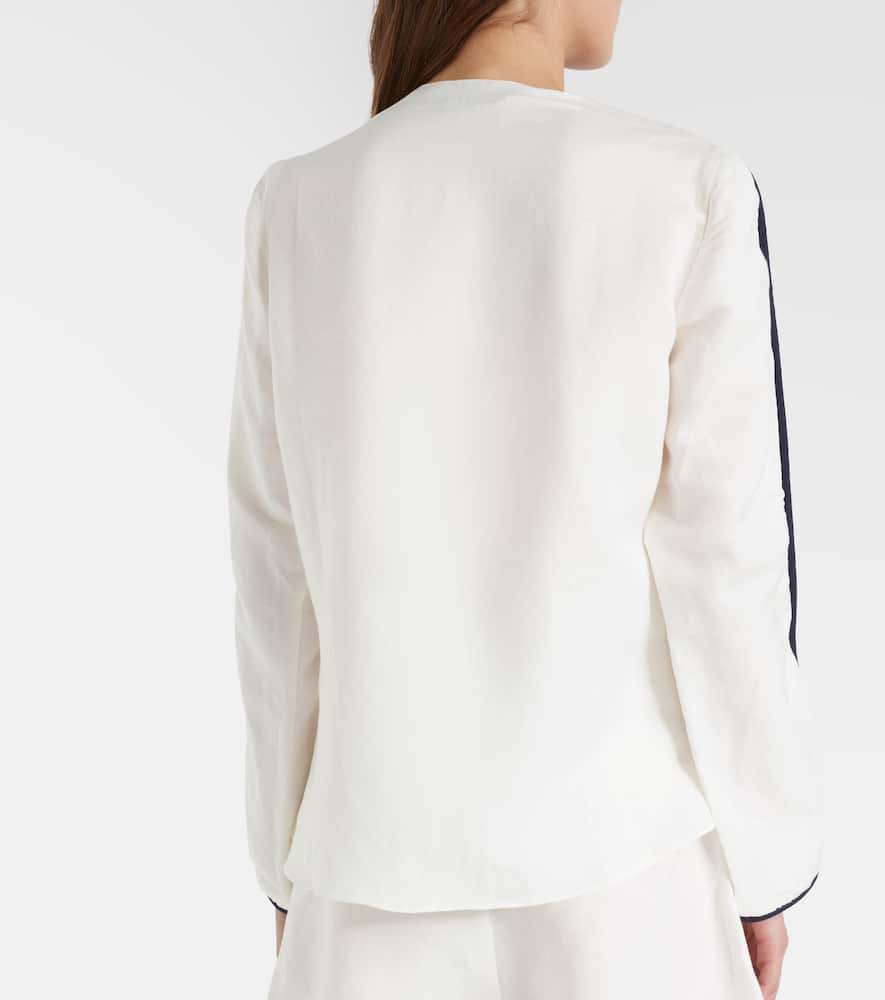 Bicolor linen-blend top