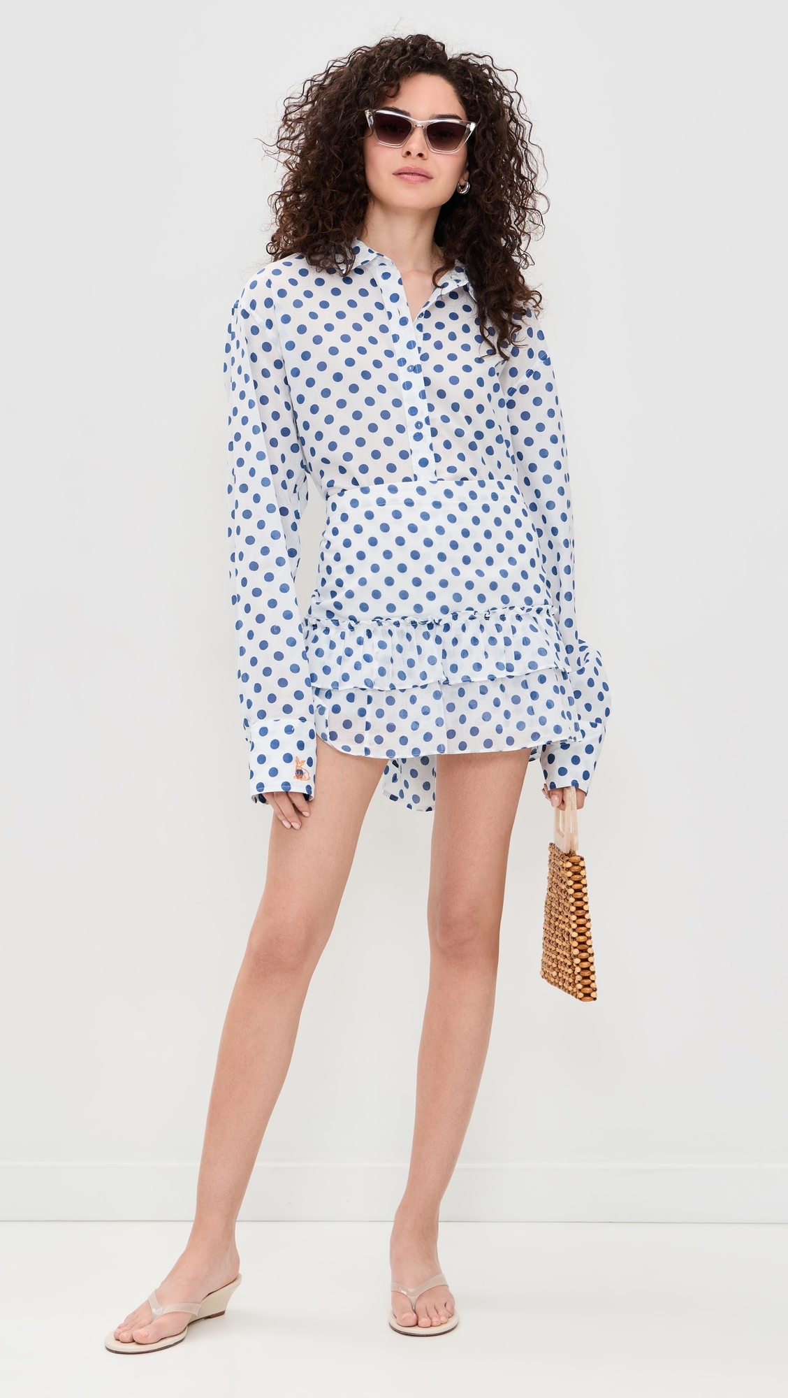 Cinch Back Mini Skirt Pacific Dot One Size