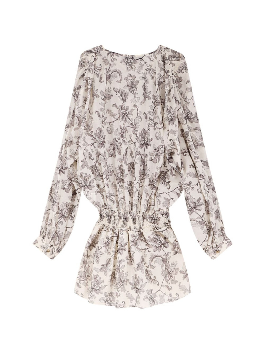 Short Cotton Dress With Floral Pattern
