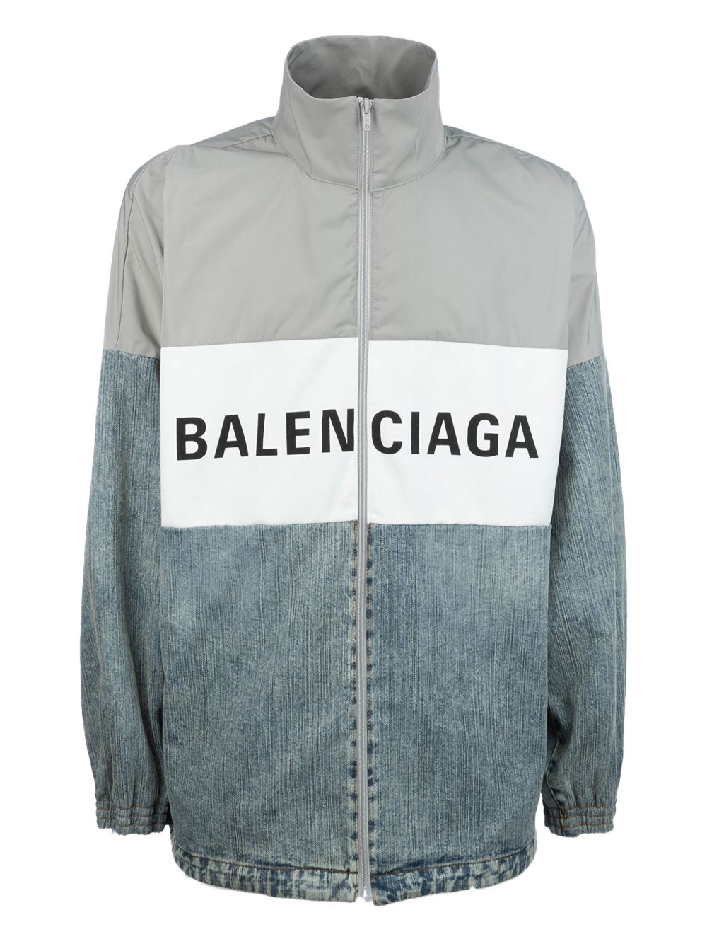 Balenciaga logo-printed colour-block jacket - Grey