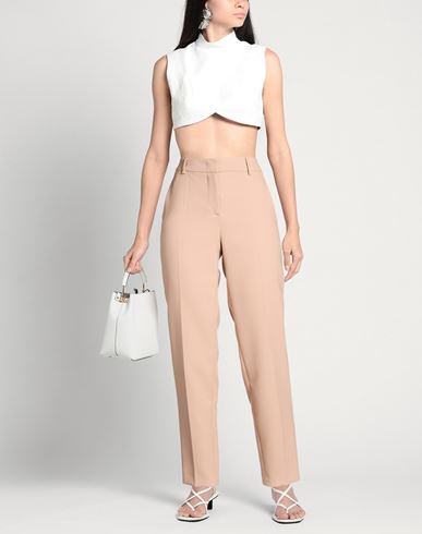 Woman Pants Beige Size 6 Polyester, Virgin Wool, Elastane