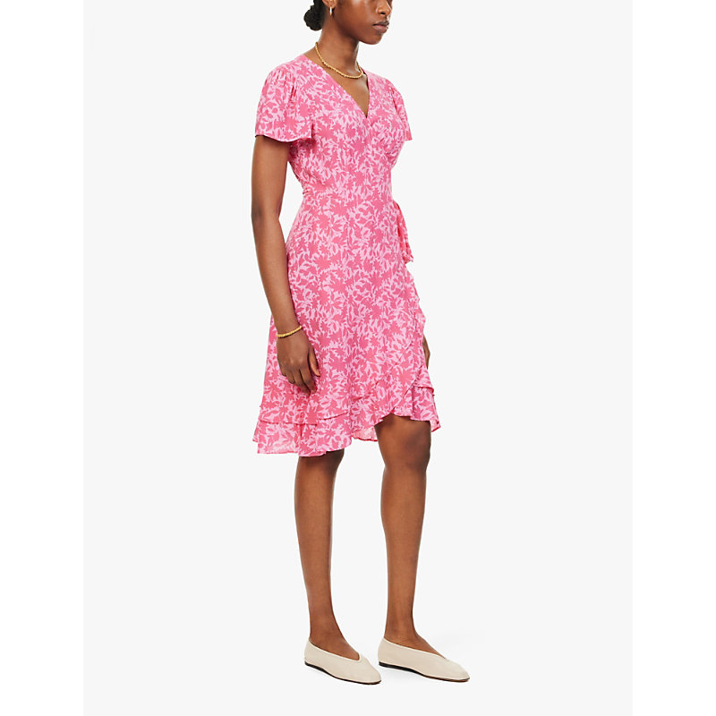 Womens Mono Pink/pink Chelsea Wrap-around Woven Mini Dress 