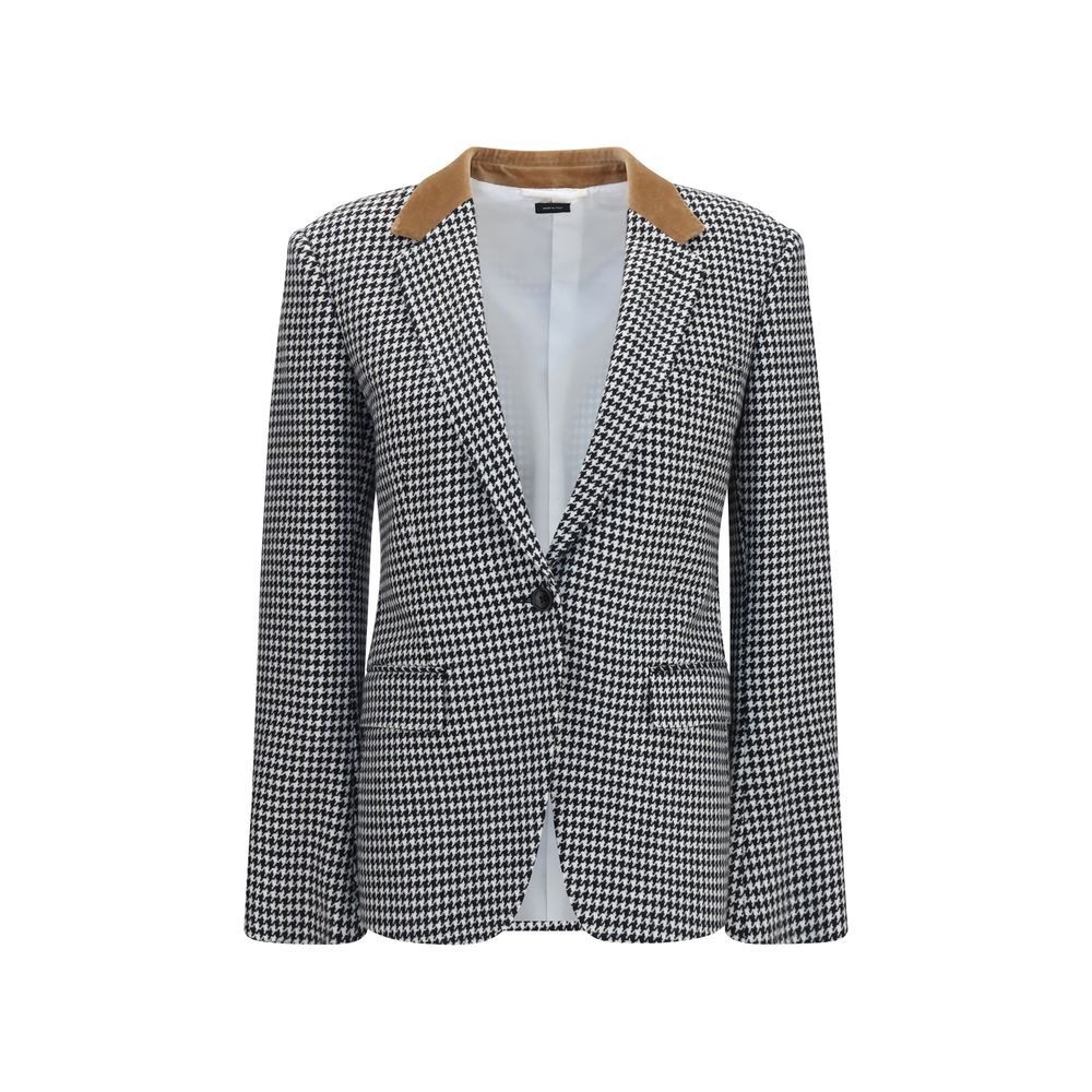 Houndstooth Cashmere Blazer — Multicolor