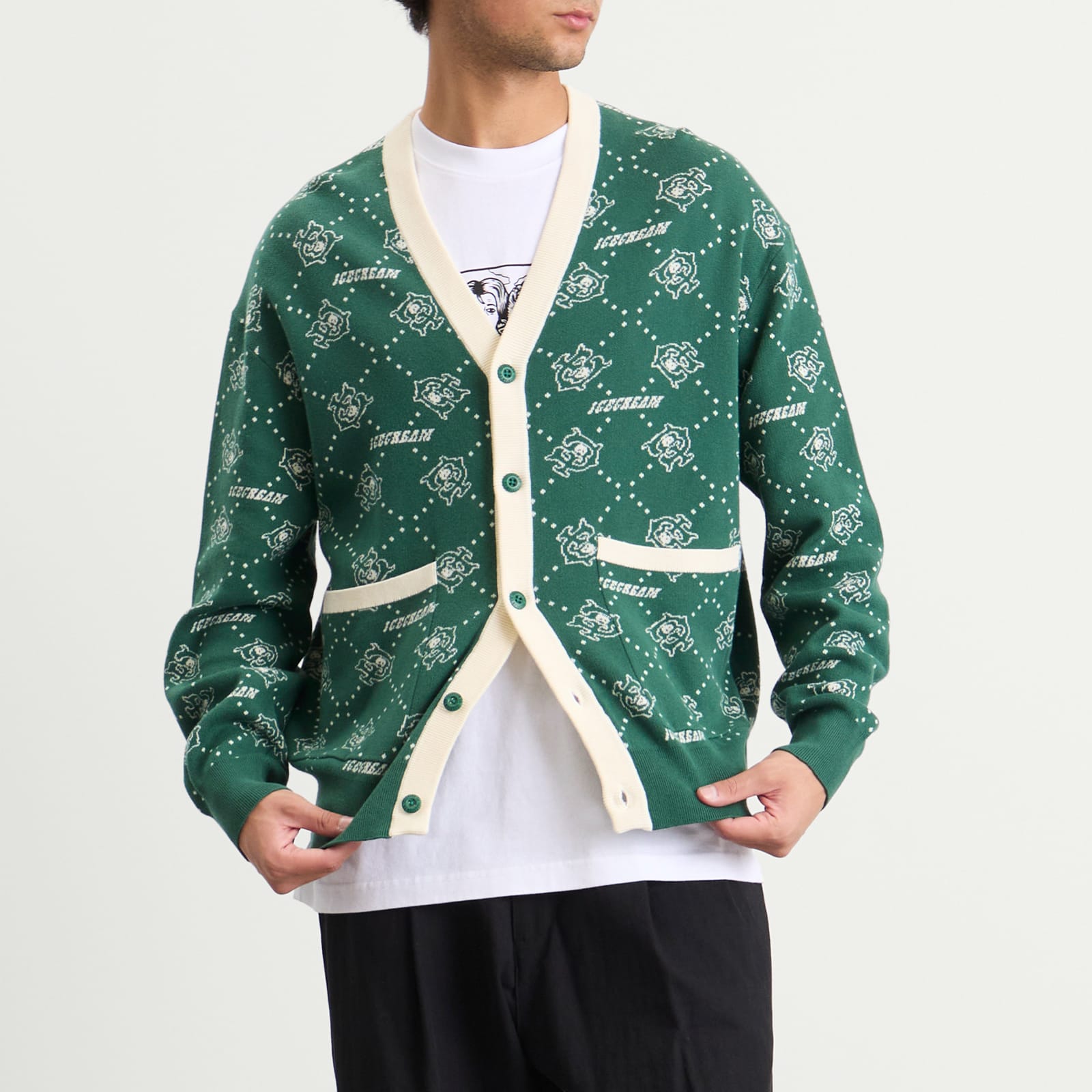 Men's Monogram Knit Cardigan Green