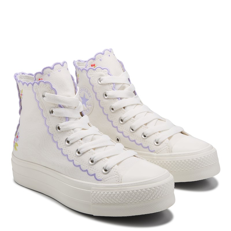 Women's Chuck Taylor All Star Hi Lift Platform Sneakers (White/Purple Floral)