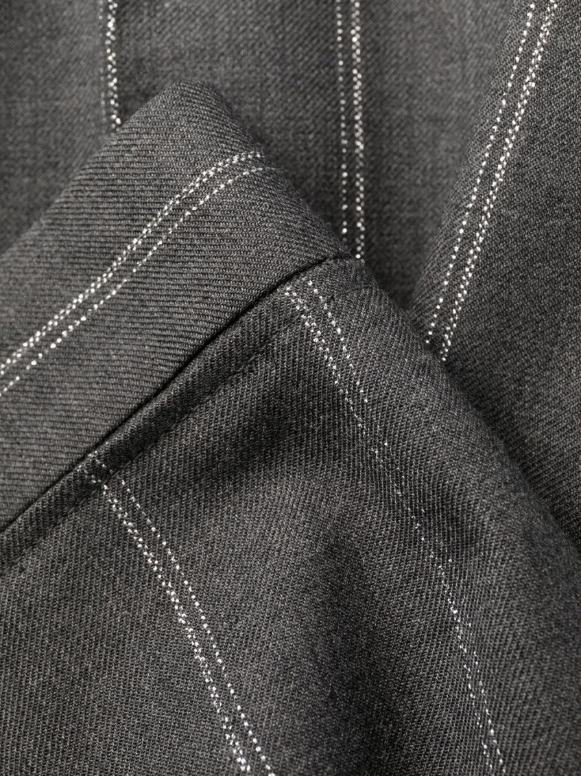 Stitch-detail striped tailored trousers